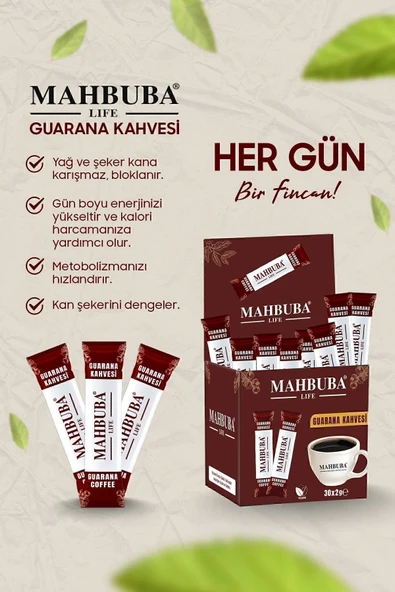 Mahbuba Guarana Özlü Premium Detox Form Diyet Kahve Gün Boyu Enerji 1 Aylık - ( 30 Kullanım ) Net 60gr - 2