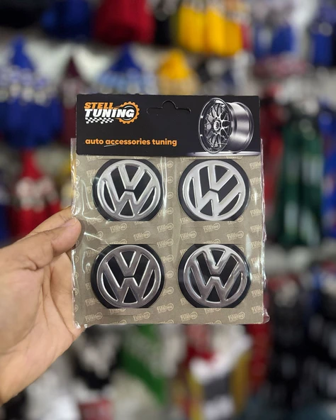 Universal Araç Uyumlu, WW Jant Göbeği Arması, Sticker 4'lü Set 60mm ürün görseli