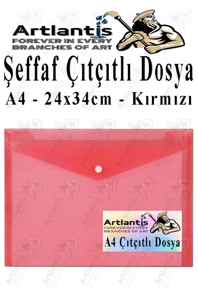 A4 Çıtçıtlı Dosya Şeffaf Renkli Zarf Dosya 1 Adet Çıt Çıtlı Dosya Su Geçirmez 100 Yaprak Kapasite - 2