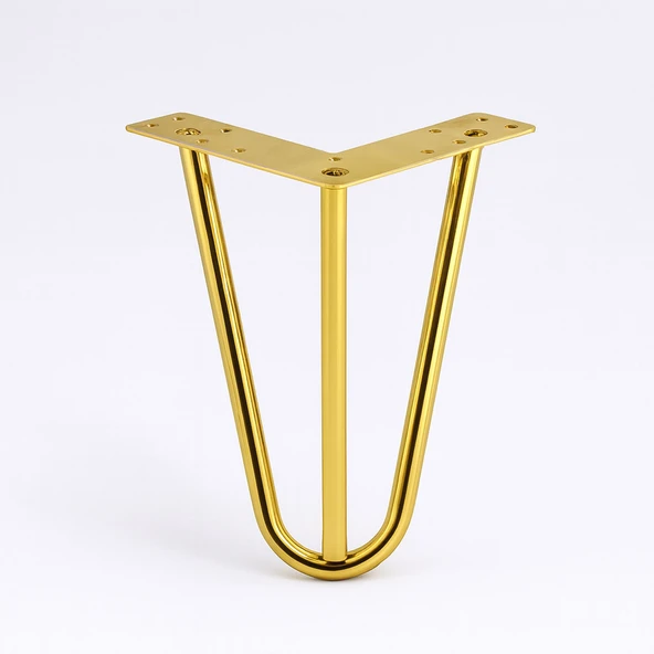 Mobilya Ayağı Üçgen Modern Tasarım Koltuk Sehpa Masa TV Ünitesi Uyumlu 12 cm Gold Altın Metal - Resim 6