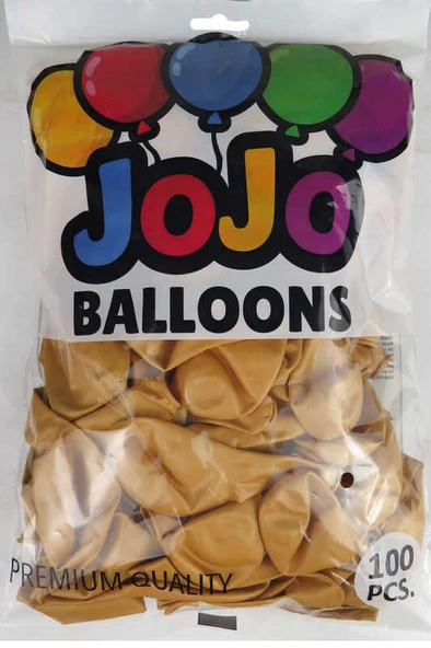 BALON METALİK 12 İNC (JOJO BALLOONS) ALTIN 100 ADET - Resim 2