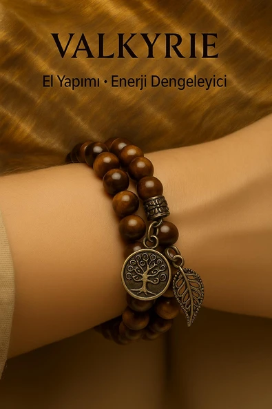Valkyrie Doğal Kaplan Gözü Taşı Bileklik El Yapımı Enerji Dengeleyici Hayat Ağacı ve Yaprak Charm Denge ve Enerji - 3