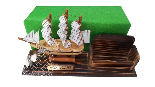 El Yapımı Ahşap Yelkenli Kartvizitlik / Kartlık 25CM - Resim 8