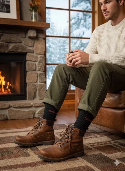 2 adet Gri Erkek Termal Çorap - Resim 2