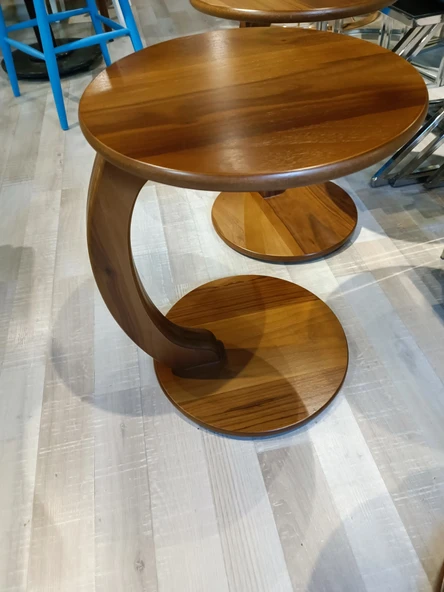 MERCANMOBİLYA Ahşaprenk Tekerlekli C Sehpa  Yan sehpa Zigonsehpa Koltuksehpası