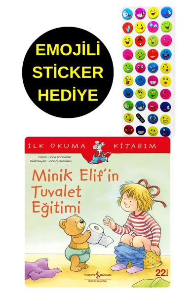 EMOJİLİ  STİCKER HEDİYE  - OKUL ÖNCESİ RESİMLİ KİTAPLAR  - MİNİK ELİF'İN TUVALET EĞİTİMİ ürün görseli