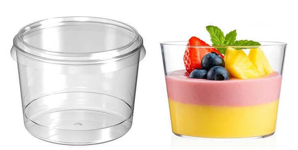 KASE MİKA YUVARLAK MAGNOLİA 250 CC KAPAKLI ŞEFFAF 10 ADET ürün görseli