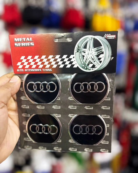 Universal Araç Uyumlu, Audi Jant Göbeği Arması, Sticker 4'lü Set 60mm ürün görseli