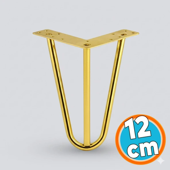 Mobilya Ayağı Üçgen Modern Tasarım Koltuk Sehpa Masa TV Ünitesi Uyumlu 12 cm Gold Altın Metal ürün görseli