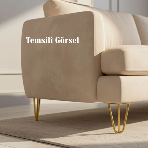 Mobilya Ayağı Üçgen Modern Tasarım Koltuk Sehpa Masa TV Ünitesi Uyumlu 12 cm Gold Altın Metal - Resim 2