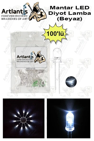Beyaz Mantar Led Diyot Lamba 100 lü 1 Paket Beyaz 4.8 mm Mini Mantar Led Lamba Deney Bilim Proje Arduino Işığı ürün görseli