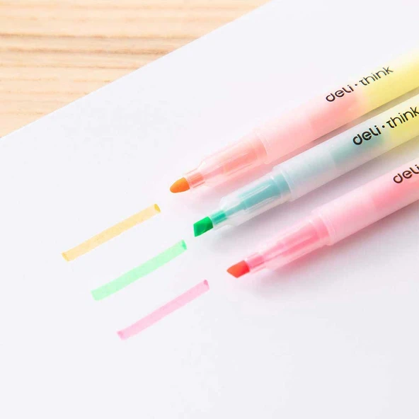 Deli Çift Taraflı 6’lı Fosforlu Kalem U35304 - Resim 2