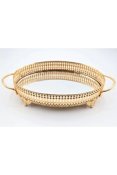 Metal Aynalı Oval Tepsi (28*20)
