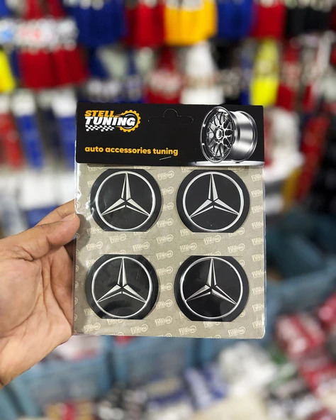 Universal Araç Uyumlu, Merceds Jant Göbeği Arması, Sticker 4'lü Set 60mm ürün görseli