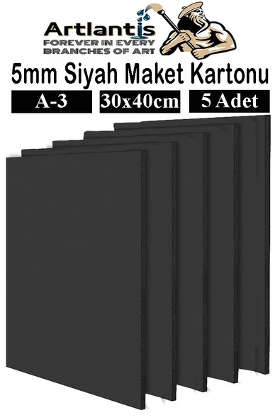 Maket Kartonu Siyah Fotoblok 5 mm A3 30x40 cm 5 Adet Hobi Sanat Okul Köpüklü Straforlu Maket Kartonu Maket Yapımı