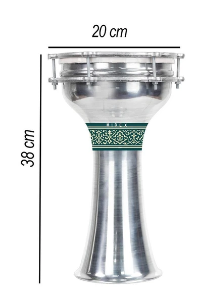 Midex DBK-04 Yetişkinler İçin 4 Numara Büyük Boy Alüminyum Darbuka (38 x 20 cm) - Resim 2