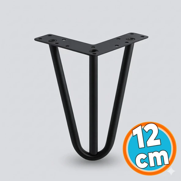 Mobilya Ayağı Üçgen Modern Tasarım Koltuk Sehpa Masa TV Ünitesi Uyumlu 12 cm Siyah Metal ürün görseli