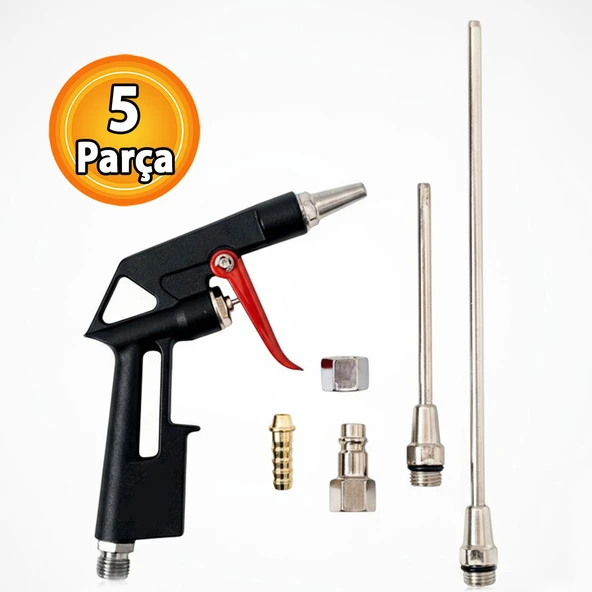 Hava Tabanca Seti 5 Parça Üfleme Temizleme Tabancası Hortum Uçlu Kompresör Aksesuar Seti - Resim 2