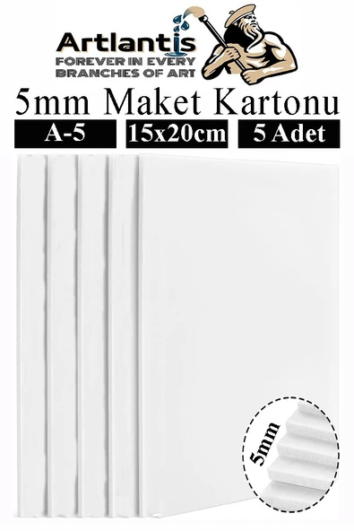 Maket Kartonu Beyaz Fotoblok 5 mm A5 15x20 cm 5 Adet Hobi Sanat Okul Köpüklü Straforlu Maket Kartonu Maket Yapımı