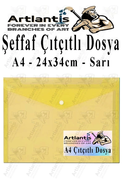 A4 Çıtçıtlı Dosya Şeffaf Renkli Zarf Dosya 1 Adet Çıt Çıtlı Dosya Su Geçirmez 100 Yaprak Kapasite - 4