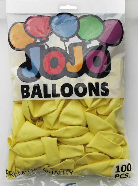BALON DÜZ 12İNC(JOJO BALLOONS)MAKARON SARI VANİLYA 100 ADET - Resim 2