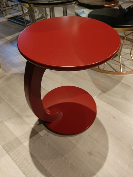 MERCANMOBİLYA Tekerlekli C Sehpa Yan sehpa Kırmızı Zigonsehpa Koltuksehpası - 2