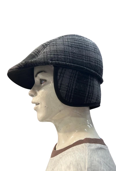 Kışlık Kulaklı Ekose Ördek Şapka Koyu Renk - 4