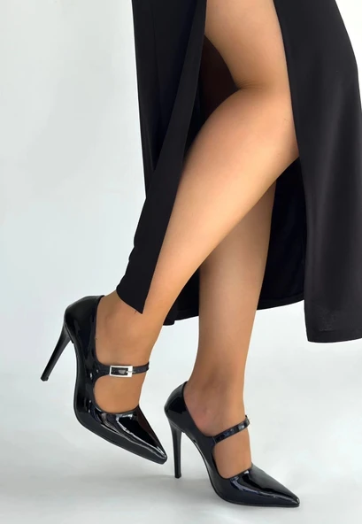 Tiej Siyah Rugan Stiletto Ayakkabı - Resim 2