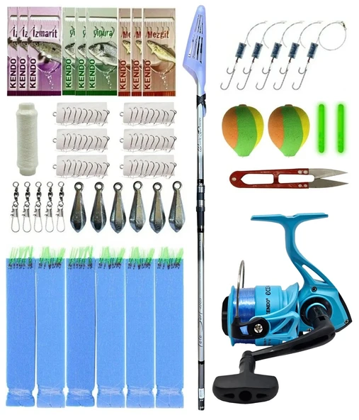 YekOutdoor Okuma Surf Kamışı Olta Seti Okuma Wave Power Tele Surf 4.20 cm 100-200 gr 5 Parça Surf Kamışı&Kendo Ocean Cast 6000 Olta Makinesi
