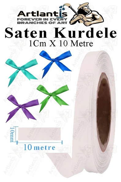 Kurdele Saten 1 Cm 10 Metre 1 Adet Saten Kurdela Parlak Hediye ve Süsleme Şeridi Süs Paketleme Çiçek Saç El Sanatı - 5