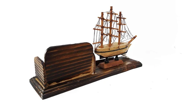 El Yapımı Ahşap Yelkenli Kartvizitlik / Kartlık 25CM - Resim 6