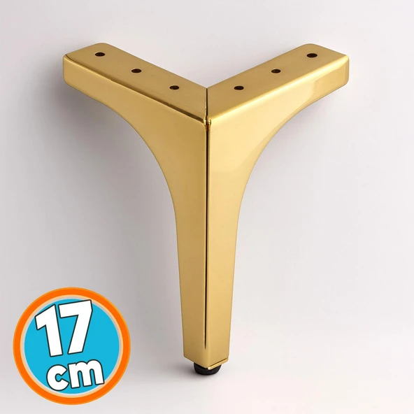 Mobilya Ayağı Dayanıklı Ayak Modern Tasarım Koltuk Sehpa TV Ünitesi 17 cm Gold Altın Metal 4 Adet - Resim 7