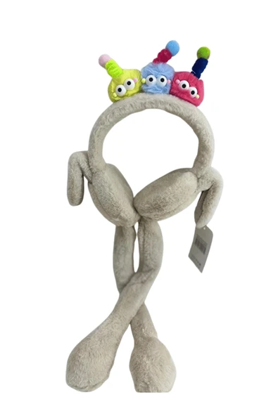 Recos Çocuk Peluş Figürlü Oynar Kulaklı Hareketli Sesli Kışlık Kulaklık RCS.TRL.BEJ.2025 - 2