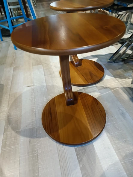 MERCANMOBİLYA Ahşaprenk Tekerlekli C Sehpa  Yan sehpa Zigonsehpa Koltuksehpası - 3