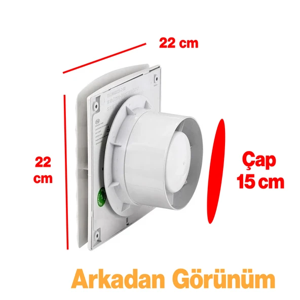 Süper Sessiz 12 W Kapaklı Düz Banyo WC Aspiratör Fanı 150 mm Duvar Tipi Tuvalet Hava Havalandırma - Resim 4