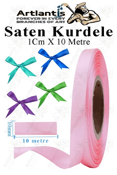 Kurdele Saten 1 Cm 10 Metre 1 Adet Saten Kurdela Parlak Hediye ve Süsleme Şeridi Süs Paketleme Çiçek Saç El Sanatı - 2