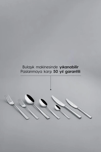 Nehir Deniz Sade 12 Kişilik 84 Parça Kutulu Çatal Kaşık Bıçak Takımı - Resim 4