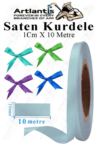 Kurdele Saten 1 Cm 10 Metre 1 Adet Saten Kurdela Parlak Hediye ve Süsleme Şeridi Süs Paketleme Çiçek Saç El Sanatı