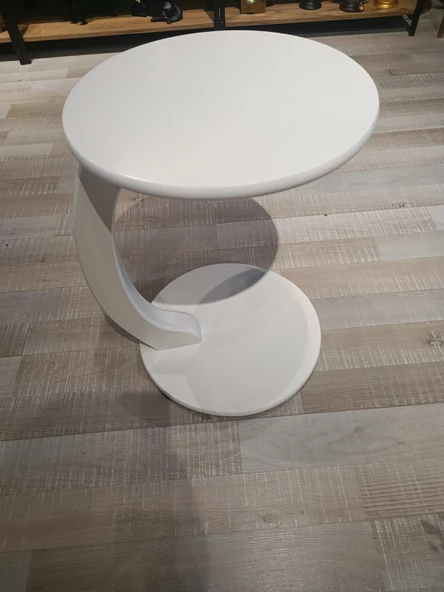 MERCANMOBİLYA Beyaz Tekerlekli C Sehpa Yan sehpa Zigonsehpa Koltuksehpası