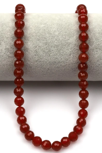 Kırmızı Akik (A Kalite) Doğaltaş Dizi 8 mm Fasetli Küre Kesim - Resim 2
