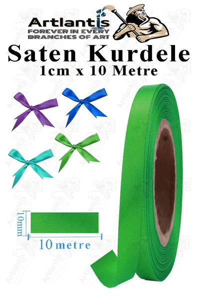 Kurdele Saten 1 Cm 10 Metre 1 Adet Saten Kurdela Parlak Hediye ve Süsleme Şeridi Süs Paketleme Çiçek Saç El Sanatı - 12
