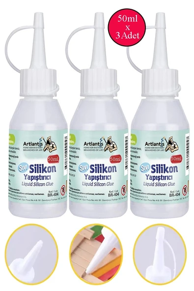 Sıvı Silikon Yapıştırıcı 50 ml 3 Adet Brons Silikon Yapıştırıcı Sıvı 50 gr Plastik Cam Mermer Kağıt Karton Tahta Köpük ürün görseli