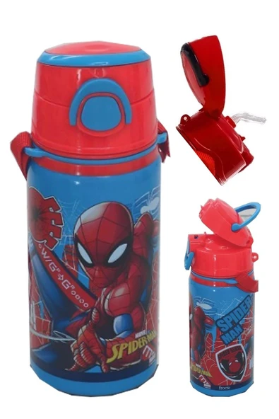 Erkek Çocuk Örümcek Adam Çelik Matara 500 ml 1 Adet Spiderman Çelik Suluk 1 Adet Lisanslı Okul Matarası