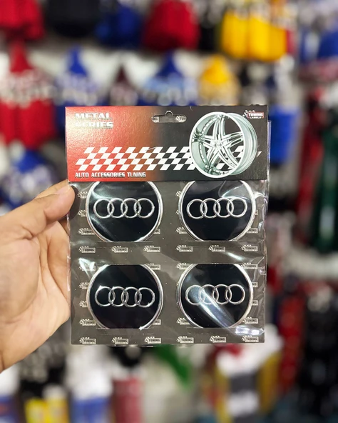 Universal Araç Uyumlu, Audi Jant Göbeği Arması, Sticker 4'lü Set 60mm - Resim 2