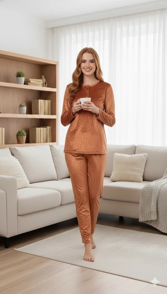 Kadife Bayan Pijama - Resim 5