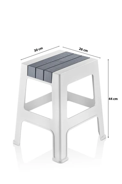 Çelik Ayna Zilkale Büyük Boy Çok Amaçlı Dayanıklı Tabure Beyaz+Gri-252 - Resim 2