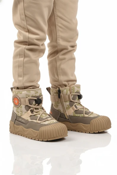 Marcokids Bej İçi Kürklü Soğuğa Dirençli Kaymaz Taban Erkek Çocuk Bot 22665 F