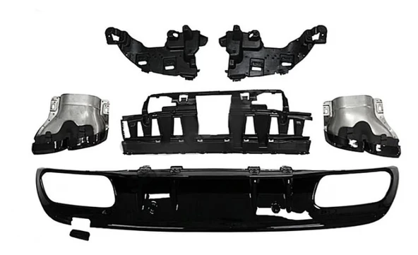 MERCEDES W205 S205 MAKYAJLI C63 AMG DİFÜZÖR + SİYAH EGZOZ UCU 2014-2021