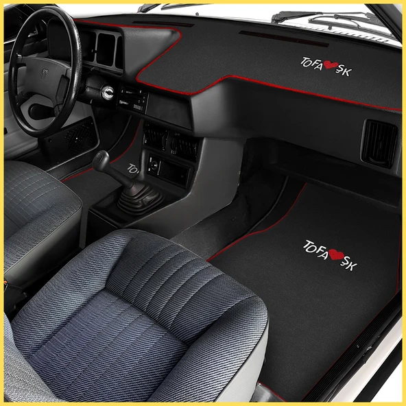 Tofaş Şahin Doğan Kartal Düşük (Alçak) Torpido Halısı & Siyah Oto Halı Paspas - Nakışlı Tasarım - Resim 2