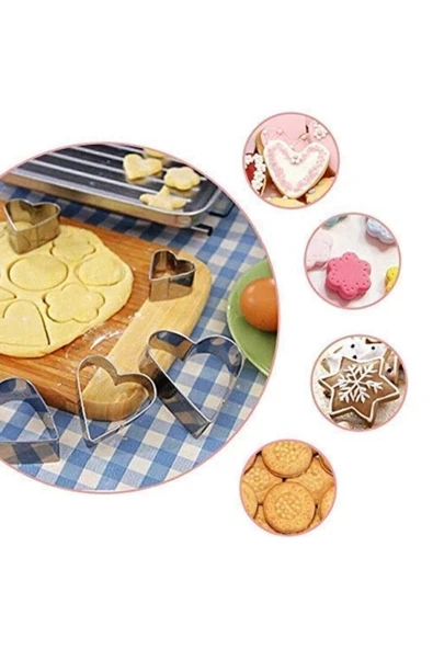 Mucit Home 12 Parça Metal Kurabiye Kalıbı Çelik - Resim 3
